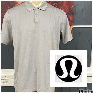 Lululemon Pique Knit Classic Fit Polo Shirt Mens XL Cotton Blend Stretch Gray